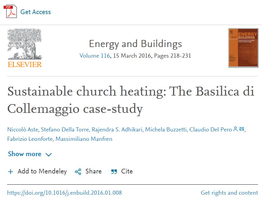 Sustainable church heating: The Basilica di Collemaggio case-study
